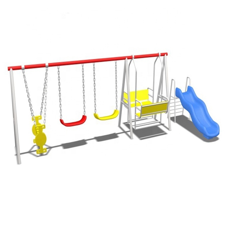 Outdoor playground kids plastic swing and slide for sale