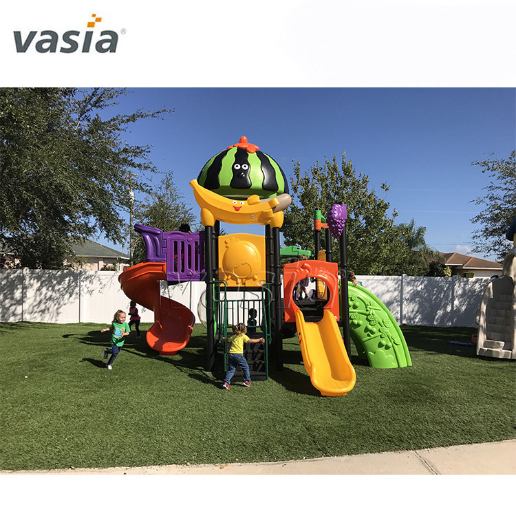 China Reliable Supplier Vasia Colorful Cheap Park Toys Children Plastic Outdoor Playground with Swing and Seesaw