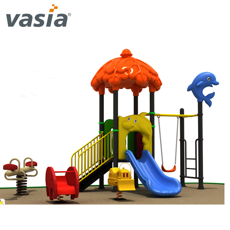 China Reliable Supplier Vasia Colorful Cheap Park Toys Children Plastic Outdoor Playground with Swing and Seesaw