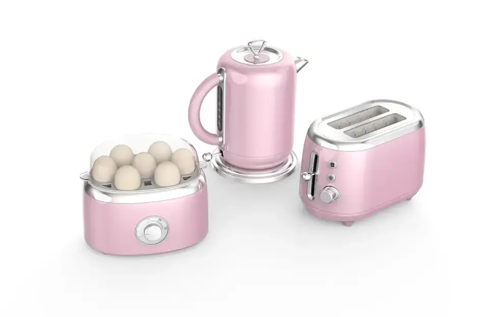 Custom Small Kitchen Appliances Breakfast Set Retro Design Toaster Egg Boiler Kettle