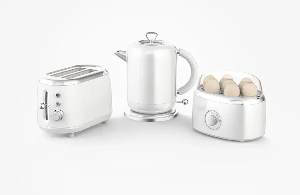 Custom Small Kitchen Appliances Breakfast Set Retro Design Toaster Egg Boiler Kettle