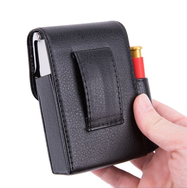 Cool custom leather cigarette case carrying cases storage box with steel frame  for smoking pipes,lighter