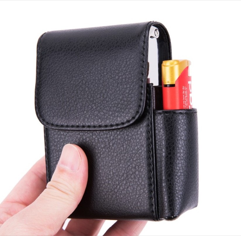 Cool custom leather cigarette case carrying cases storage box with steel frame  for smoking pipes,lighter