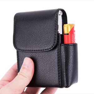 Cool custom leather cigarette case carrying cases storage box with steel frame  for smoking pipes,lighter