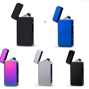 Custom Unique Electronic USB Rechargeable Flameless  Windproof Double Arc Lighter