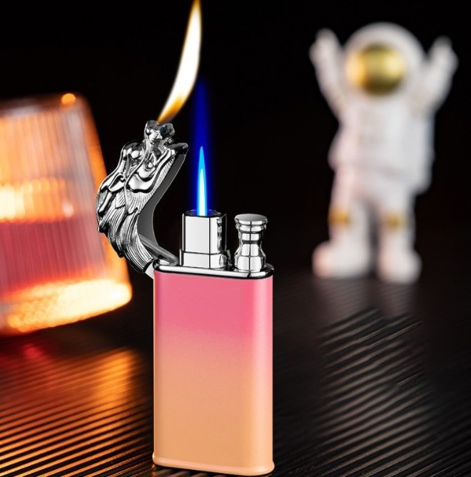 Novel Torch Colorful Lighters Jet Blue Flame  Dragon Crocodile Lighter Windproof Double Fire lighter