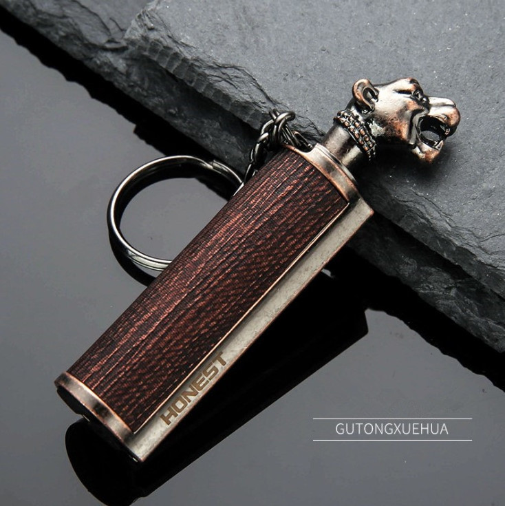 New Creative Animal Head waterproof lighter keychain flint match stick Outdoor Lighter  Outdoor