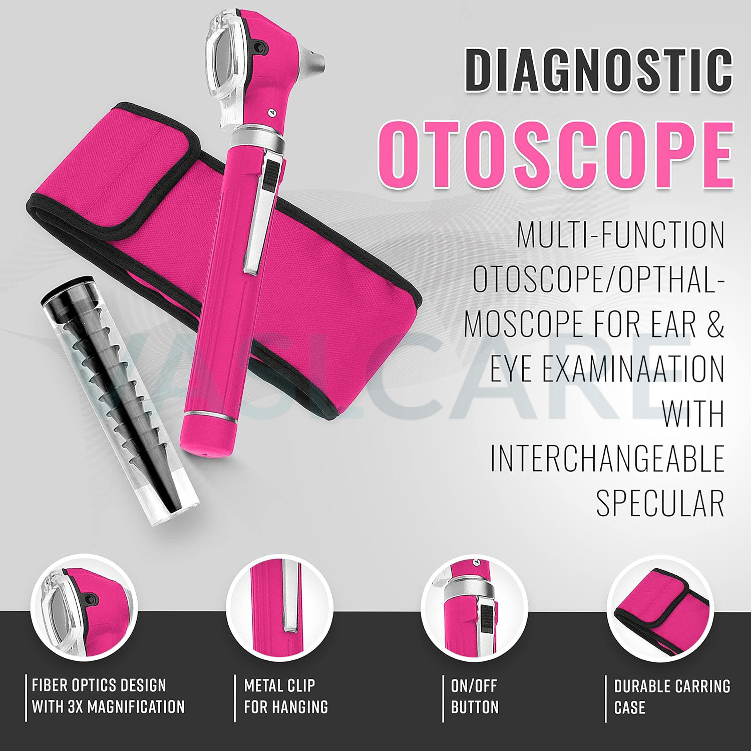 Mini Fibreoptic Otoscope Set in Different Color Medical ENT Diagnostic set Pocket Otoscope with 10 free canula and case ENT Set