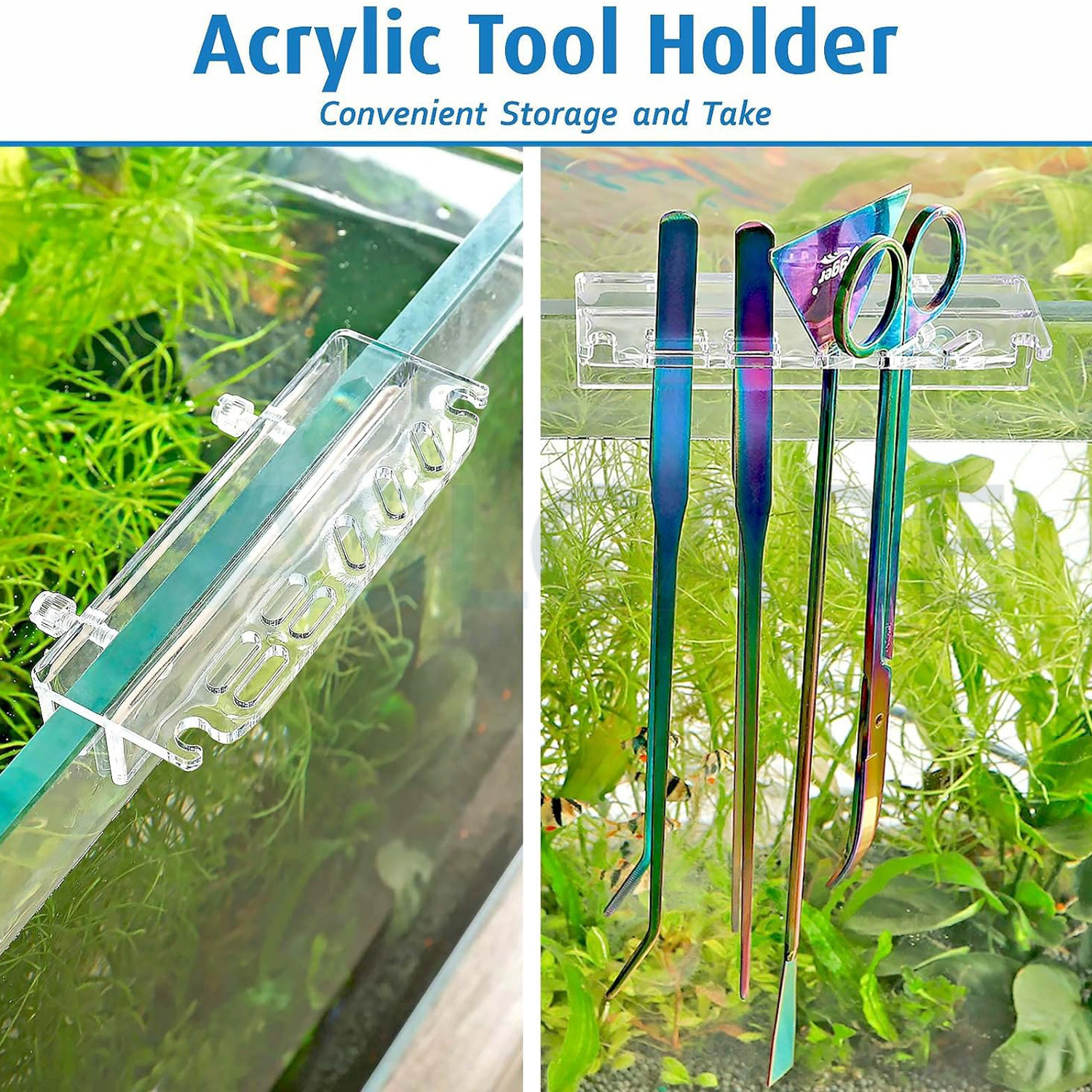 Aquarium Landscaping Aquatic Stainless Steel Scissor Tweezers Spatula Algae Scraper Storage Rack Fish Tank Aquascape Plant Tool