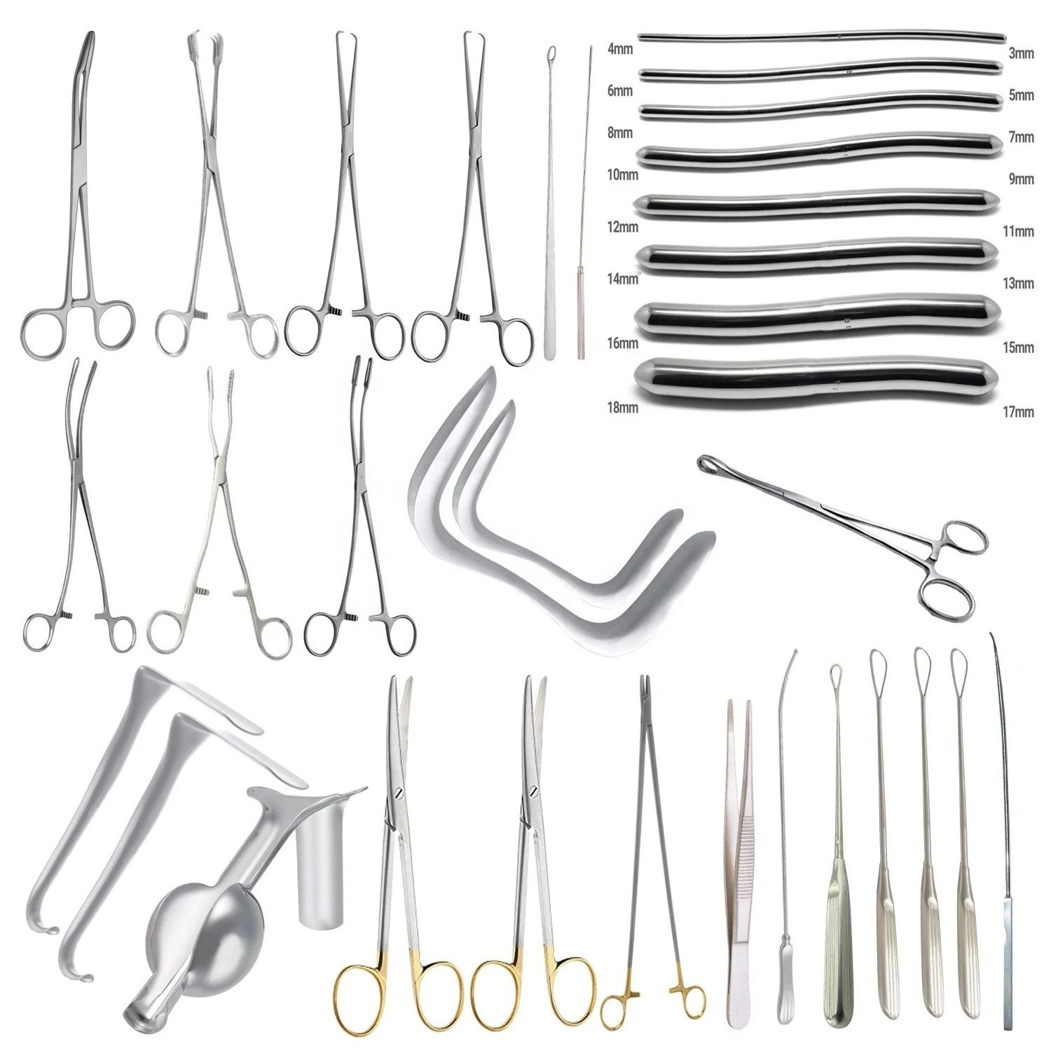 D & C set of 33Pcs Dilation and Curettage (D&C) Set D and C Surgery General Set Ob/Gynaecology Abortion Surgical Instruments