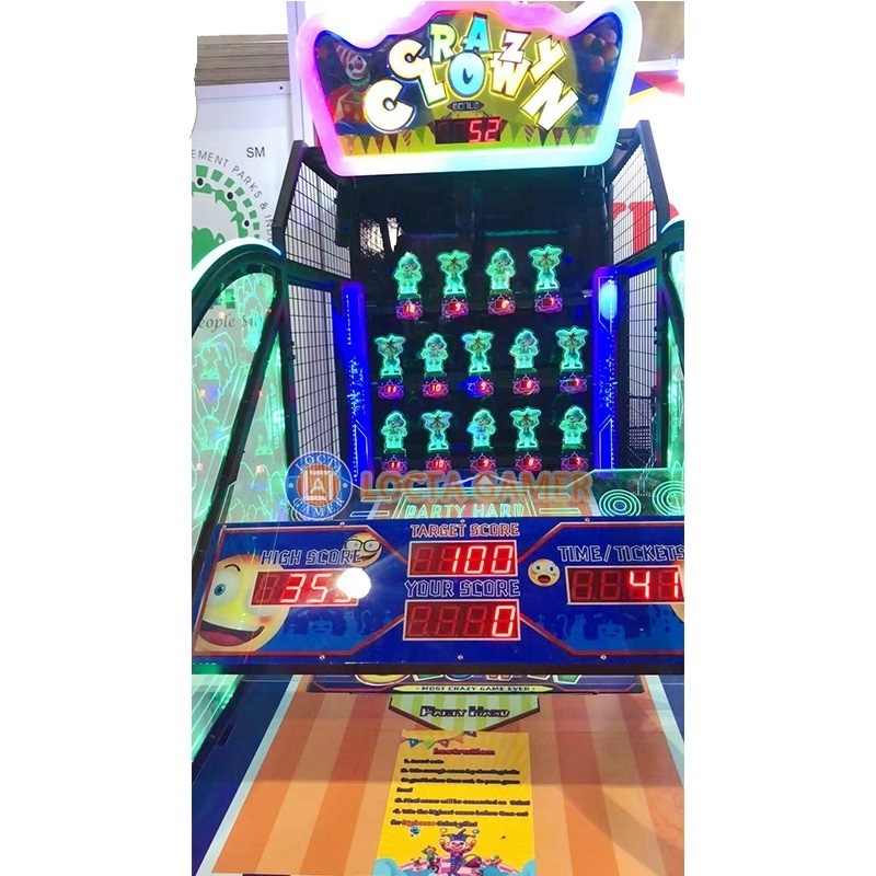 Coin-operated Crazy Clown Redemption Arcade Game Machine 2 Player Children's Game