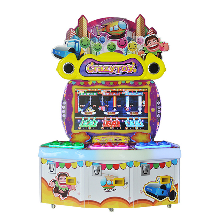 Crazy Toy 3 Players Coin Operated Ticket Lottery Game Machine  Arcade Video Game Machine