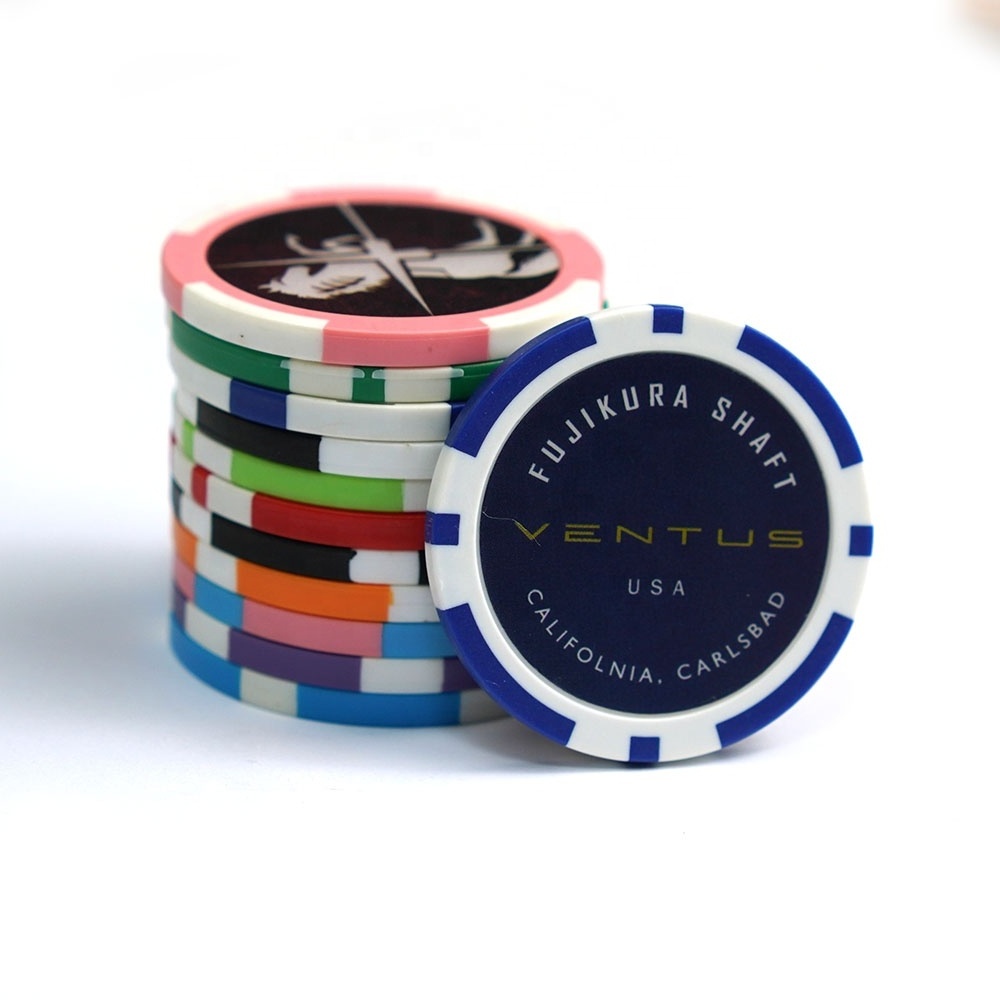 VastGifts Factory Direct Sales Custom Logo Blank ABS Poker Chips Jetton with Blue Printing Sticker