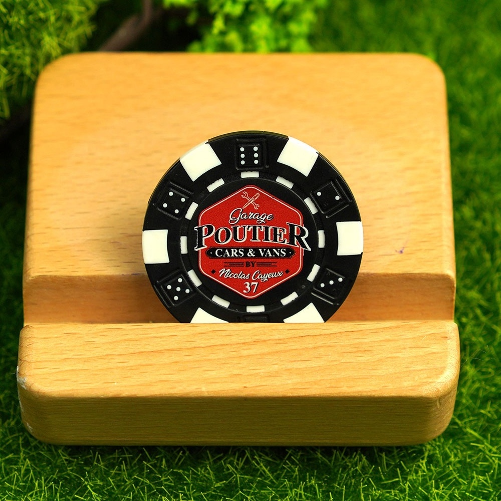 VastGifts Factory Direct Sales Custom Logo Blank ABS Poker Chips Jetton with Blue Printing Sticker