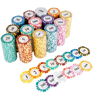 High Quality 14g Clay Poker Chips 40mm Casino Royal Crown Chip With Value Stickers For Poker Club Game