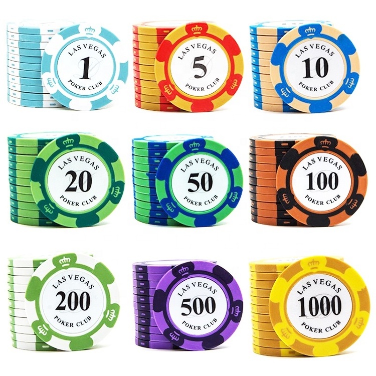 High Quality 14g Clay Poker Chips 40mm Casino Royal Crown Chip With Value Stickers For Poker Club Game