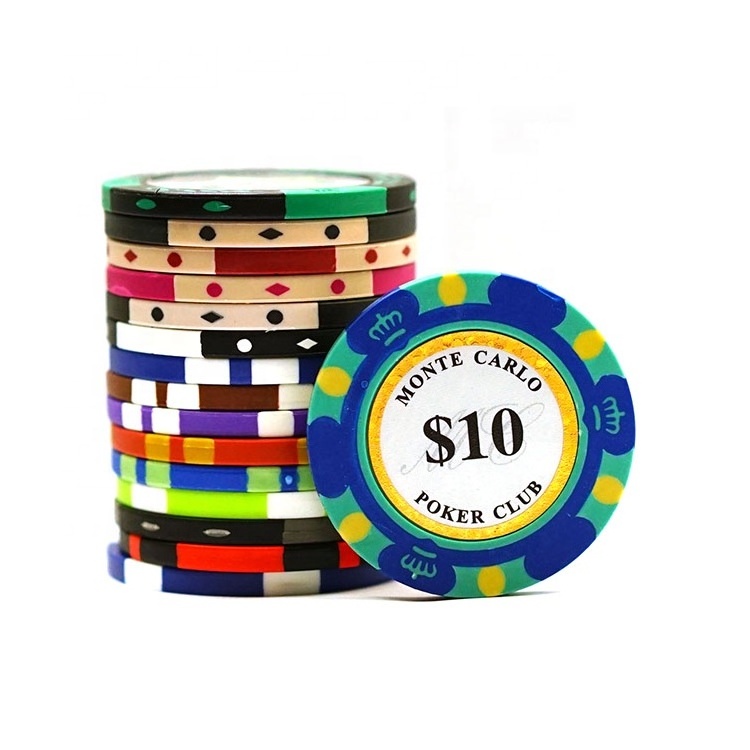 VastGifts Manufacturer Whole Sale Custom Logo Gray Blue ABS Poker Chips Jetton with Printing Sticker