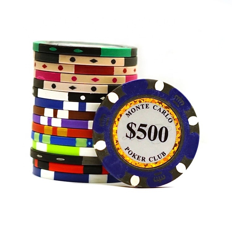 VastGifts Manufacturer Whole Sale Custom Logo Gray Blue ABS Poker Chips Jetton with Printing Sticker