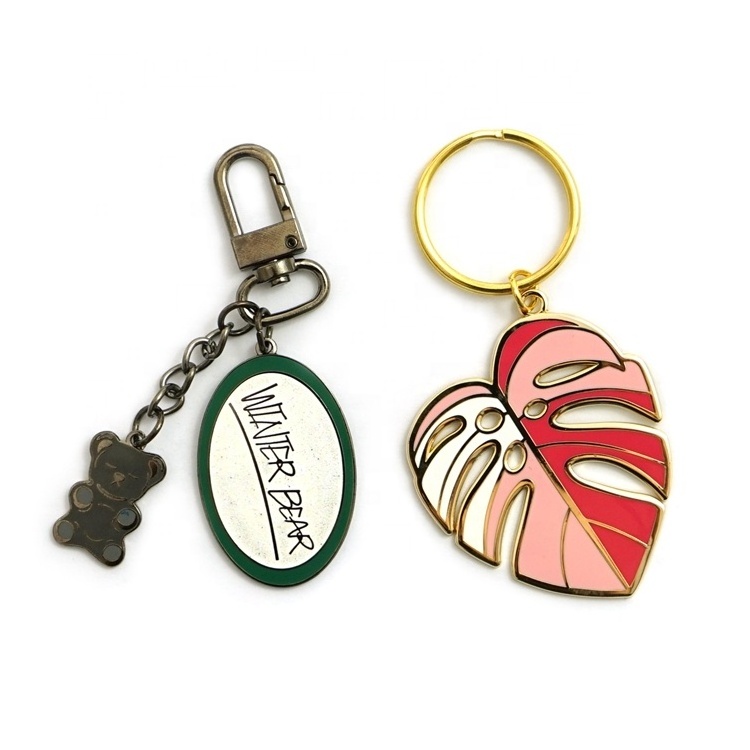 VastGifts Metal Keychain Customized Leaf Tea Design Soft Hard Enamel Keychains For Bag Decoration