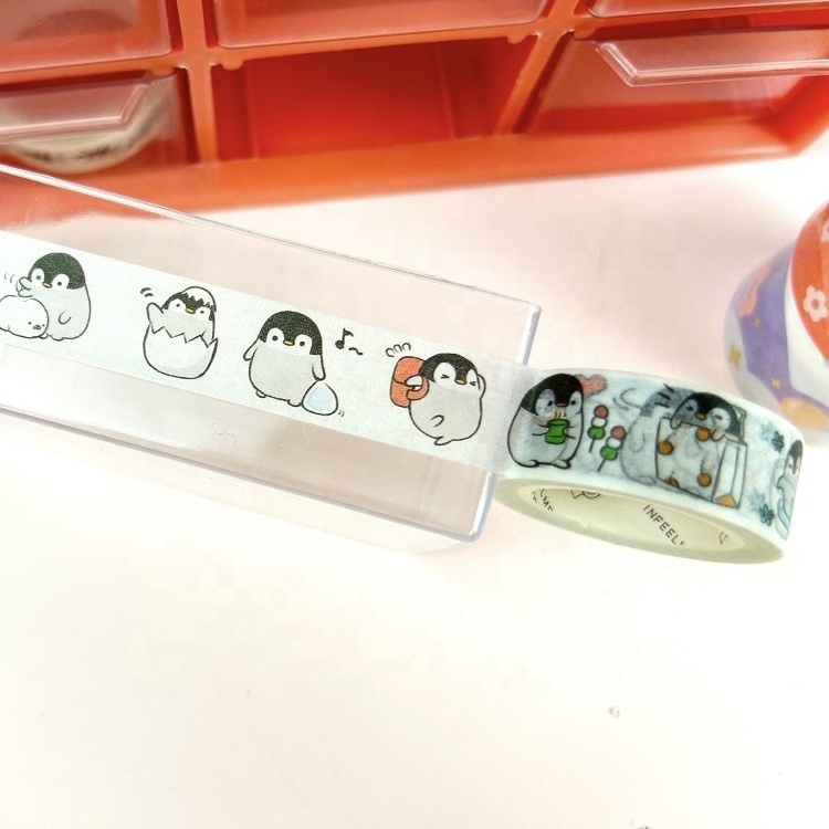 Custom Wholesale Washi Tape Printed Self Adhesive Kawaii Washi Masking Paper Tapes Foil Silver Washi Tape