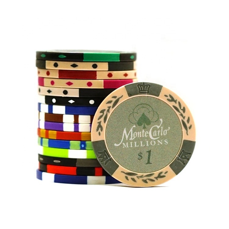 VastGifts Manufacturer Whole Sale Custom Logo Gray Blue ABS Poker Chips Jetton with Printing Sticker