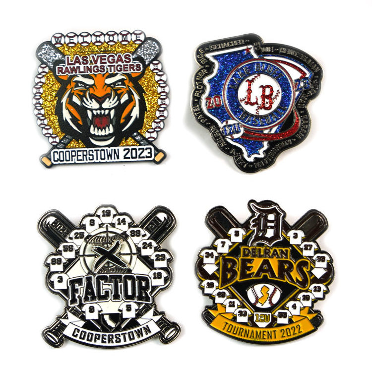 Metal Crafts Wholesales Manufacturer Custom Sport Design Club Logo Metal Badges Soft Enamel Trading Baseball Pins