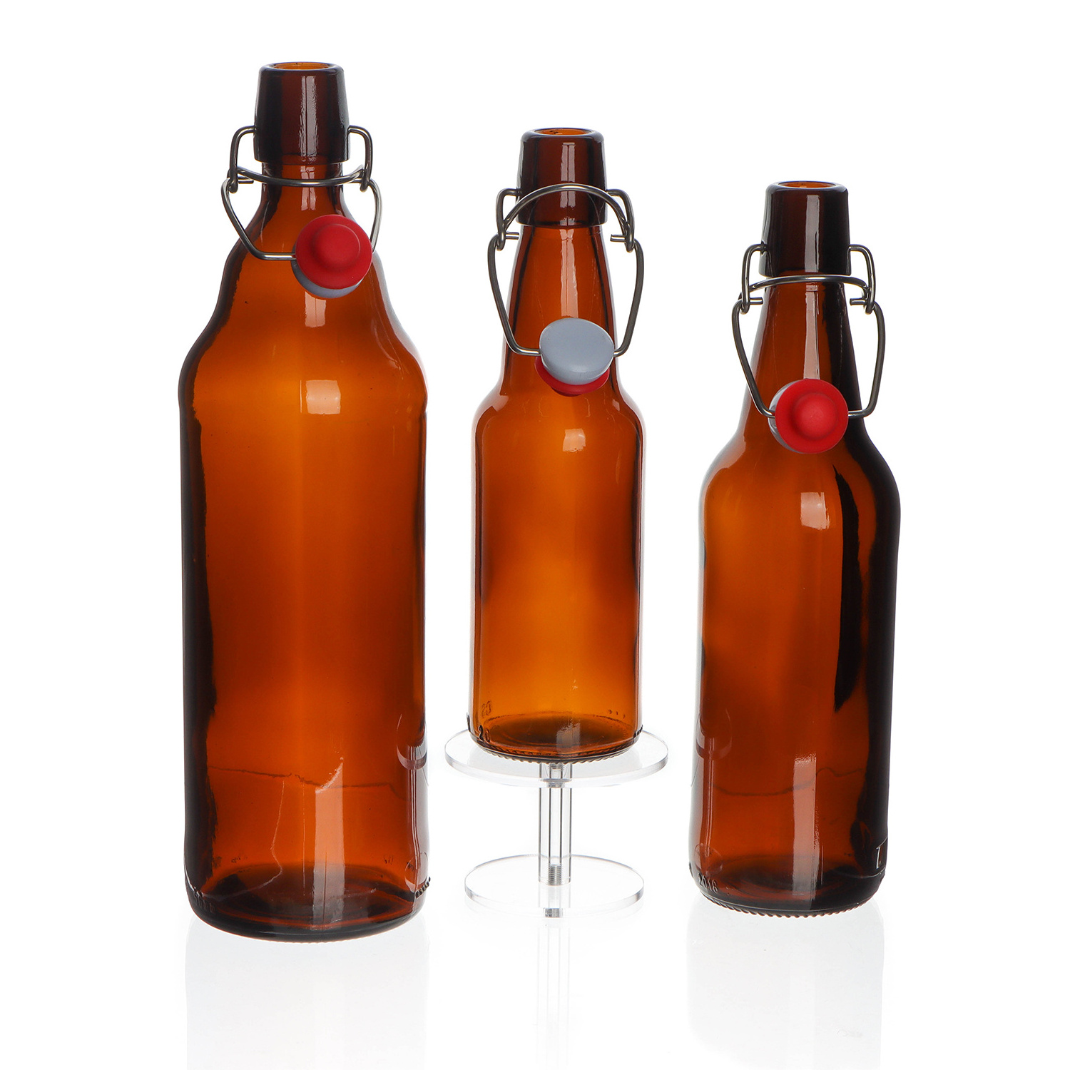 Home Brewing Glass Airtight Rubber Seal Amber 16 oz empty clear 500ml 330ml swing top Beer Glass Bottle with Easy Wire Swing Cap