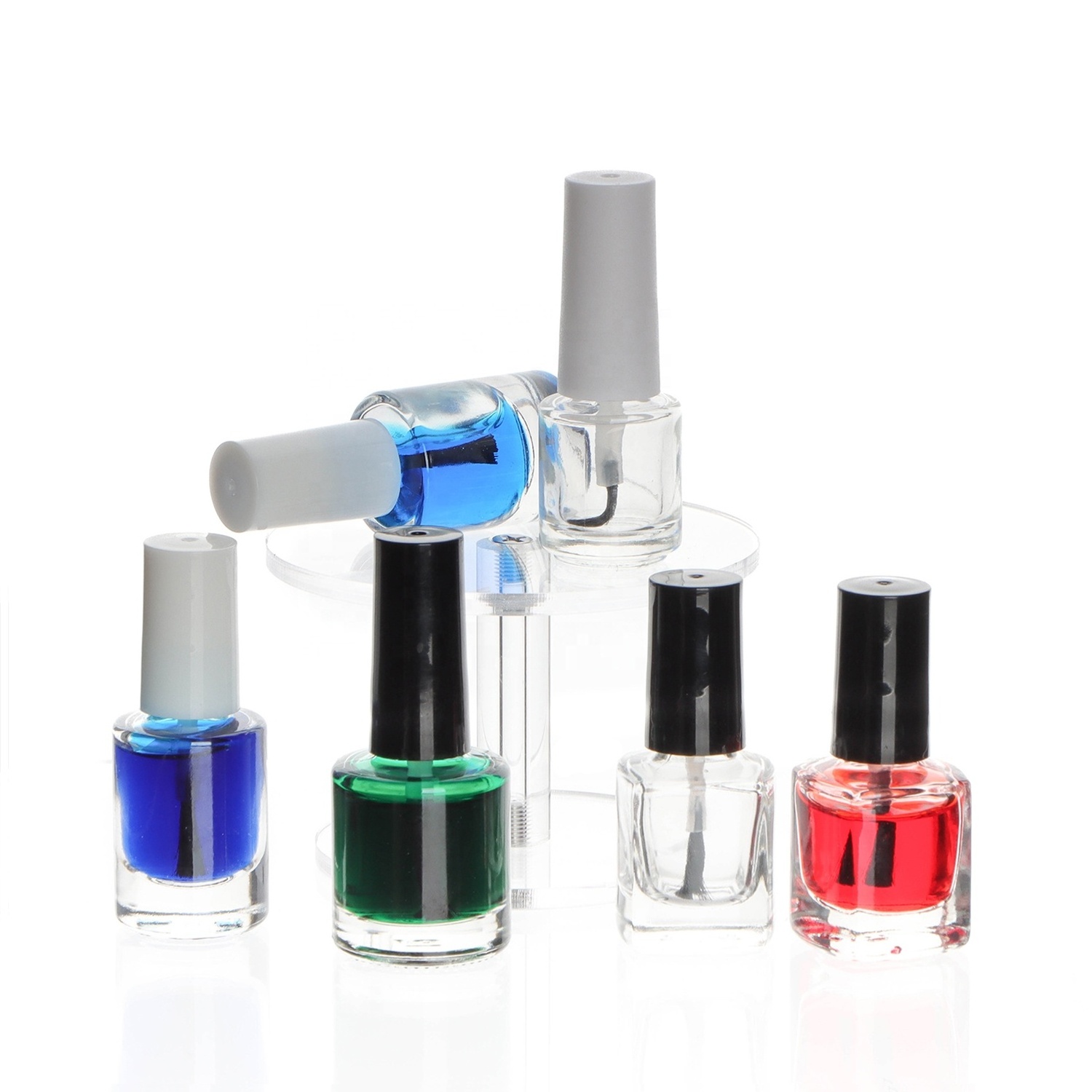 Free Sample 0.5Oz Customized Black Square Glass Nail Polish Paint Gel Bottle With Brush 10Ml 15Ml