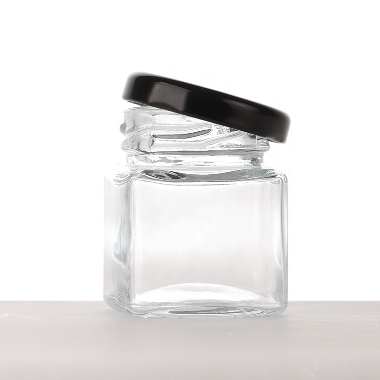 Factory Wholesale Square Shape Glass Jar Jam Jars With Twist Off Lid Honey Jars