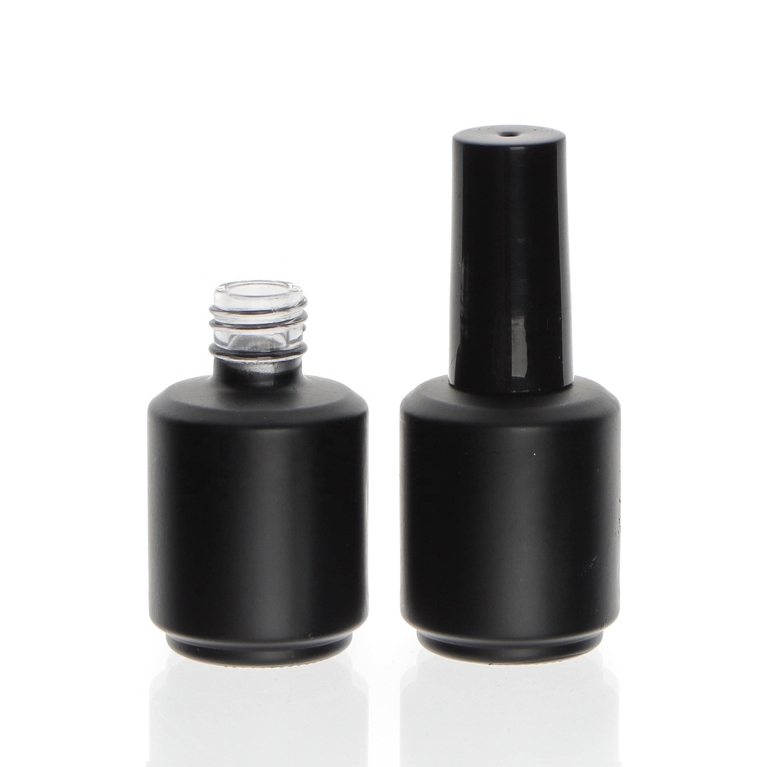 Free Sample 0.5Oz Customized Black Square Glass Nail Polish Paint Gel Bottle With Brush 10Ml 15Ml