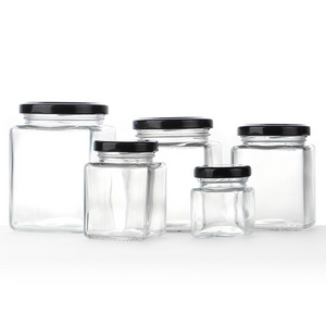 280Ml 500Ml Empty Square Honey Jar Glass Mason Jar Amber Glass Jars With Metal Lid