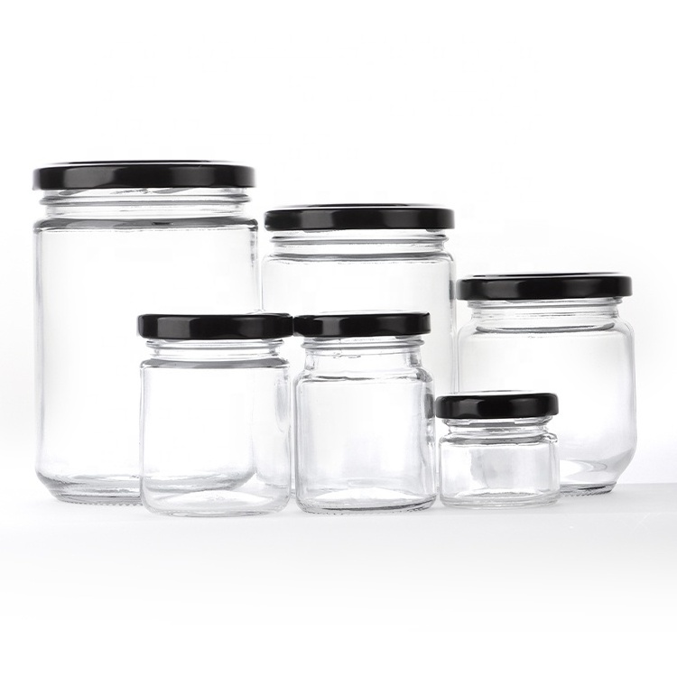 Food Grade Candy Container Glass Jars Food Storage Round Jar With Metal Lid