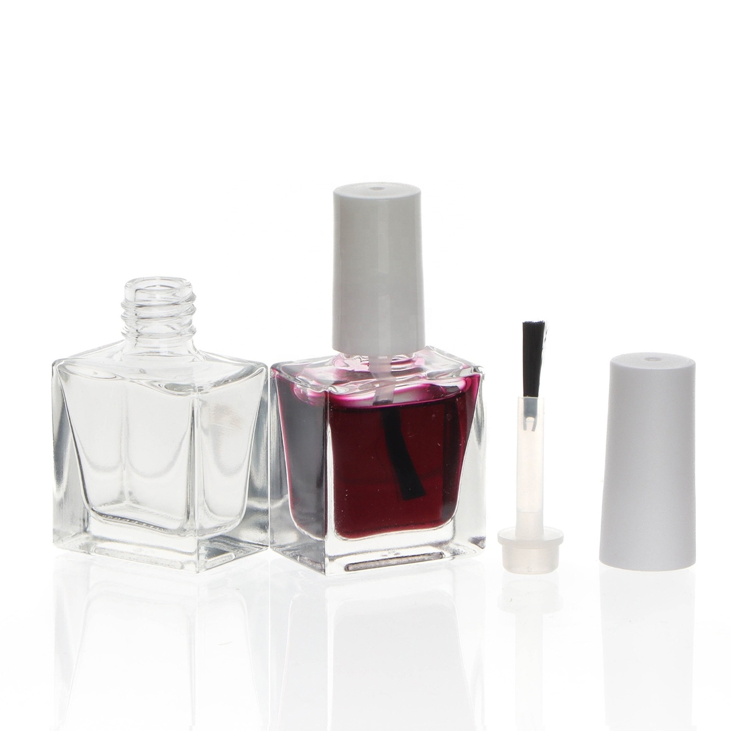 Free Sample 0.5Oz Customized Black Square Glass Nail Polish Paint Gel Bottle With Brush 10Ml 15Ml