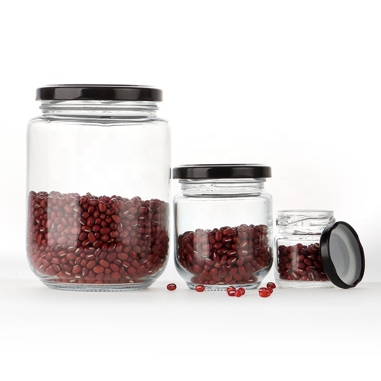 Food Grade Candy Container Glass Jars Food Storage Round Jar With Metal Lid