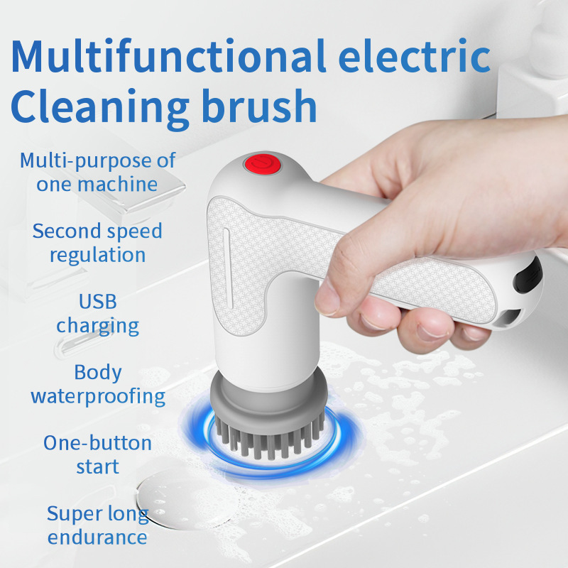 Electric Wireless Hand-held Cleaning Brush 2 Speeds 1500mah 18000RPM Bathroom Floor Tile Kitchen Electric Spin Scrubber