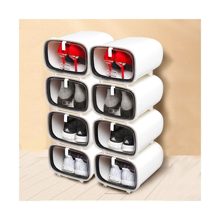 Luxury Stackable Cube Acrylic Storage 2pcs Box Double Seal Sneaker Box Plastic High Heel Seal Shoe Storage Boxes