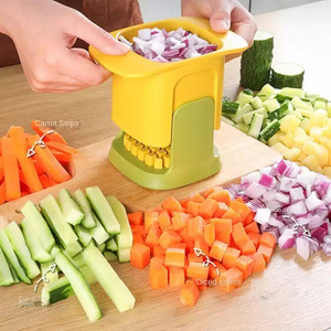 2-in-1 Vegetable Potato Slicer Chopper Dicing & Slitting manual vegetable chopper Stainless Steel Potato Chips Cutter