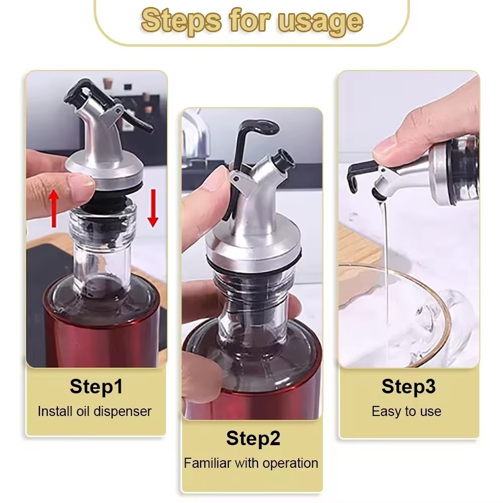 Oil Vinegar Wine Bottle Stopper Lock Plug Seal Leak-proof Cap Rubber Nozzle Sprayer Liquor Dispenser Wine Pourer for Kitchen Bar