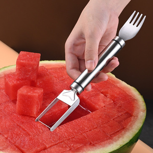 2 In 1 Watermelon Slicer Cutter Summer Multi Function Watermelon Fruit Knife Stainless Steel Fork Watermelon Cutter with Fork