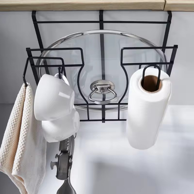 Multi-purpose Cabinet Under Hanging RackKitchen Storage Bin Under Shelf Wire Rack Cabinet Pot Organizer Holder Cup Hanging