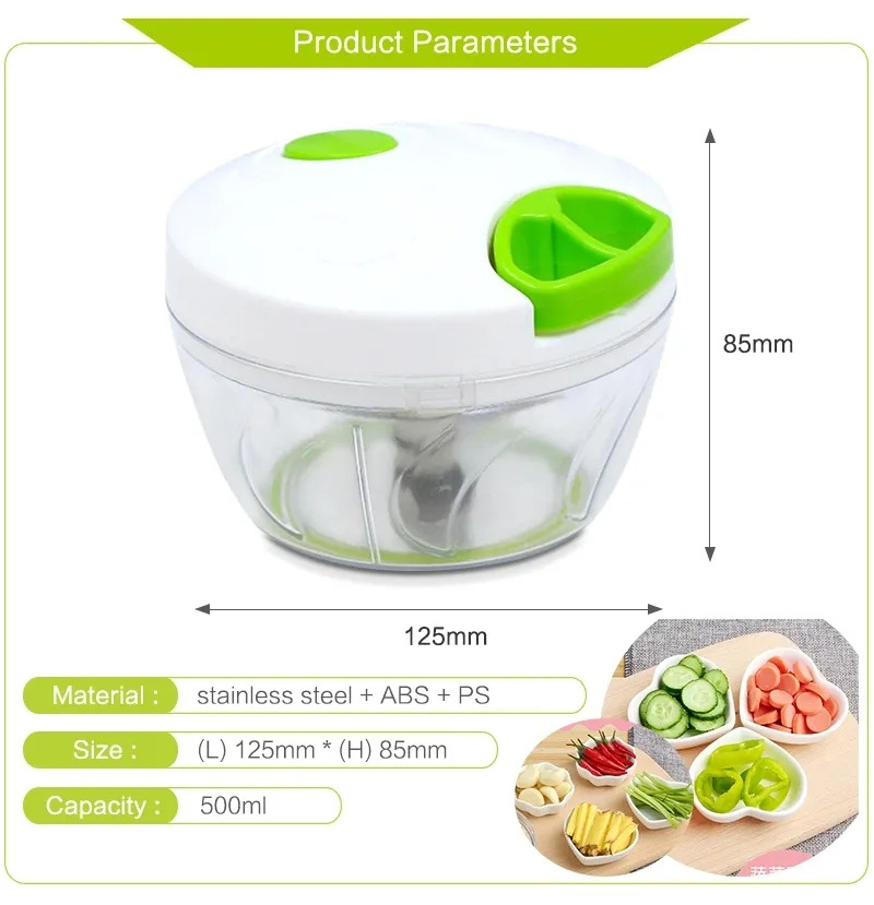 Manual Food Chopper, Compact & Powerful Hand Held Vegetable Chopper Blender to Chop Fruits Vegetables Cutter