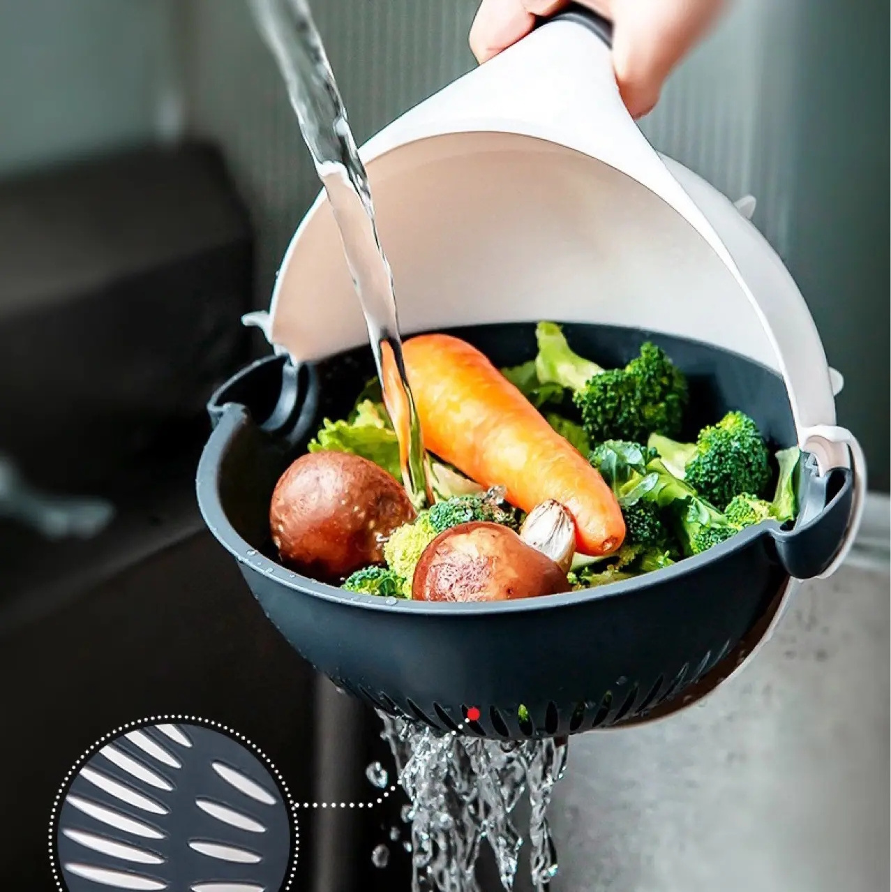 Multifunction Manual Vegetable & Fruit Cutting Tool 7 In 1 Magic Kitchen Grater Cutting Draining Juicing Grinder