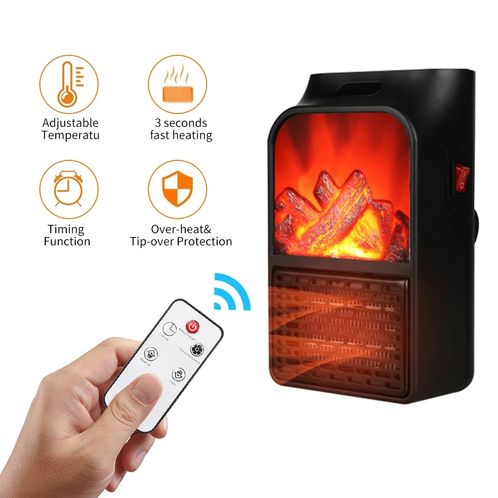 LED Display Portable Wall Space Heater Room Mini Modern 3d Realistic Flame Effect Fireplace Fan Heater 350w Plug Intrical Heater