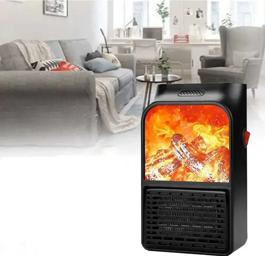 LED Display Portable Wall Space Heater Room Mini Modern 3d Realistic Flame Effect Fireplace Fan Heater 350w Plug Intrical Heater