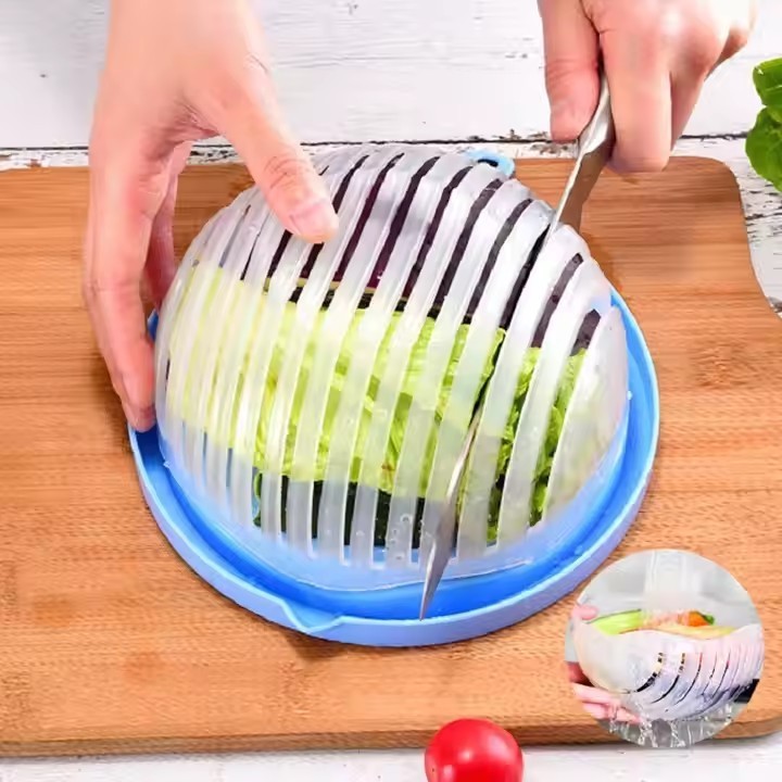 3 in1 Easy Salad Maker Multi-Function Kitchen Colander Fresh Fast Fruit Vegetable Salad Chopper Slicer Serving Salad Cutter Bowl