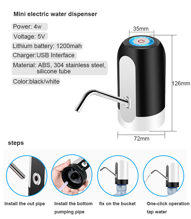 Automatic Mini Manual Pump Bottled Water Dispenser USB Rechargeable Cold Drinking Dispenser Water Pump