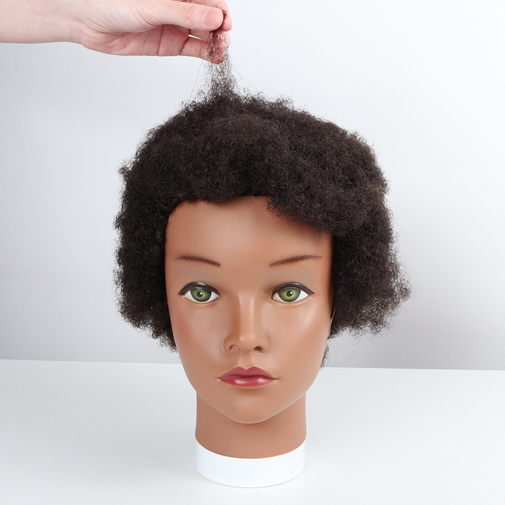 Vast wholesale African barber men braiding practice hairdresser training doll head human curly hair styling afro mannequin head