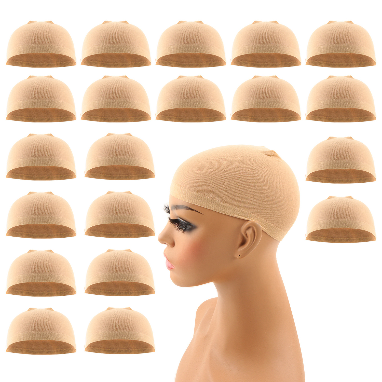 VAST 20PCS Nylon Wig Caps for Women Lightbrown Skin Comfortable Breathable Stretchy Sweat Absorber Wig Cap  Easy to Wear