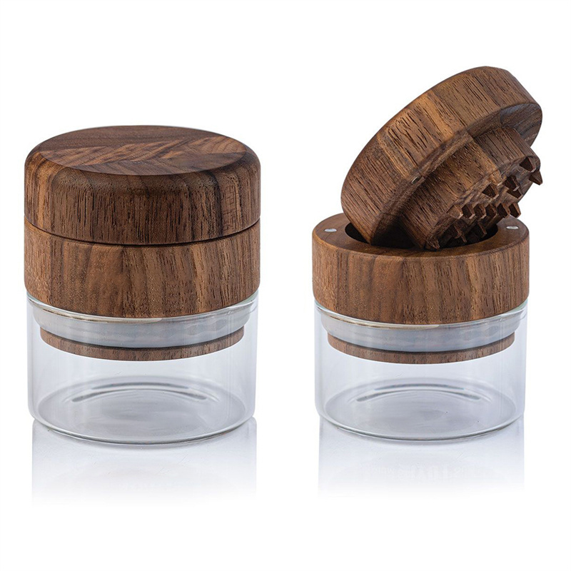 Herb Storage Jar with  Magnetic Herb Grinder ,Airtight, Smell Proof, glass Storage Container has 1 Seals to Keep Fresh