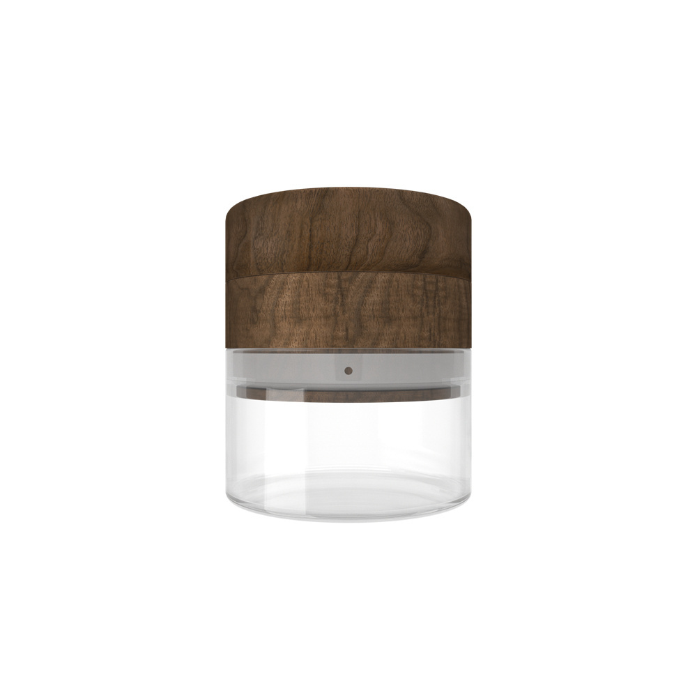 Vagrinders smart Smoking Accessories Walnut Wood Herb Grinder with Clear Glass Jar Body